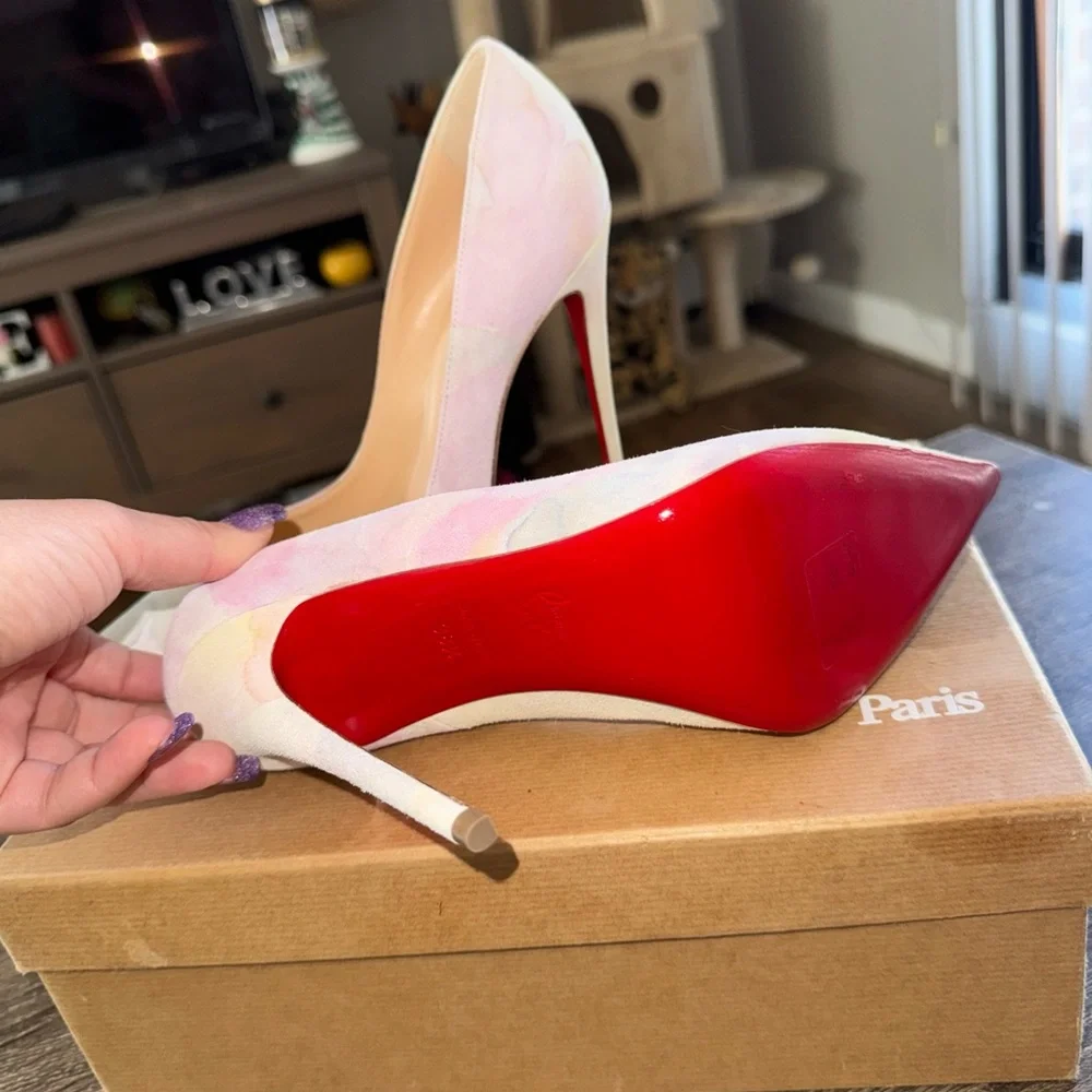 Aquarelle Kate Suede 120 Heels By Christian Louboutin. Size 38.5 Worn Once - Picture 5 of 9